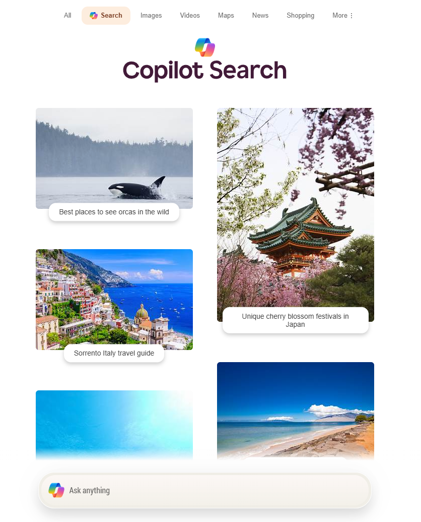 Screenshot Copilot Search Bing