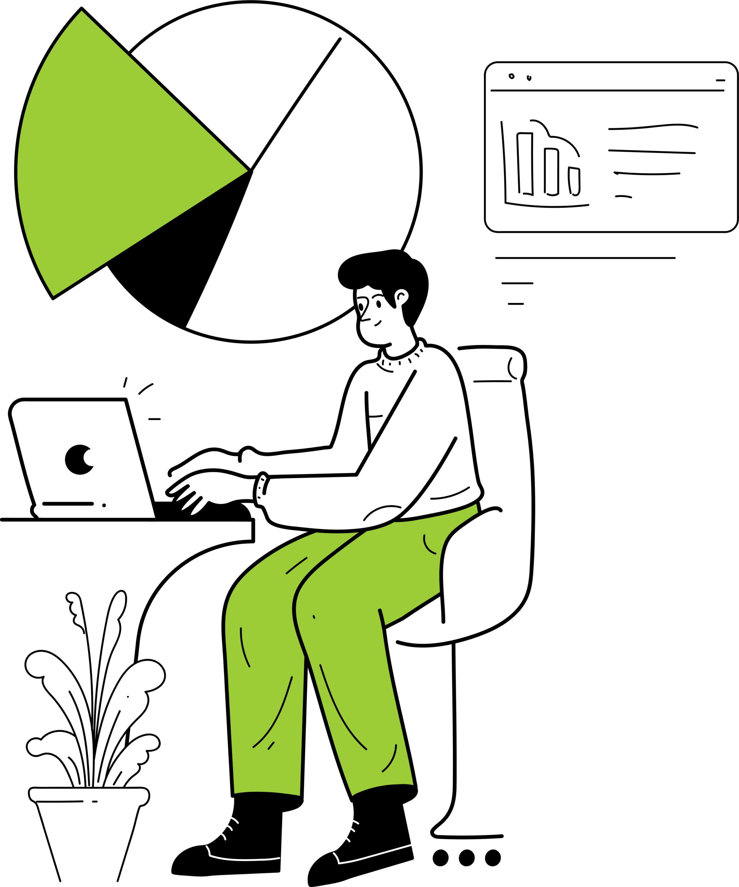 Das Schaubild zeigt eine Person am Laptop