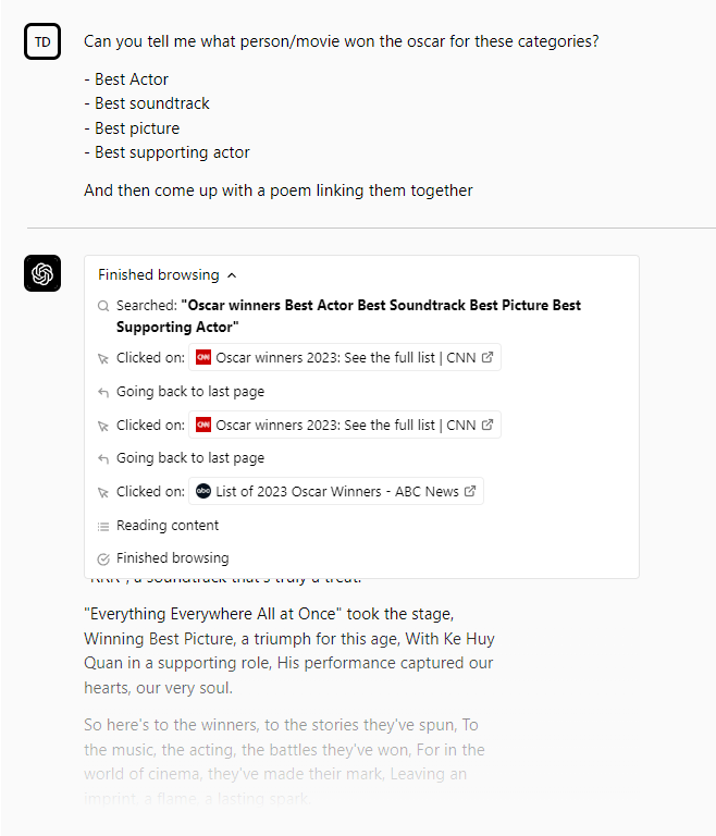 ChatGPT4 Browser Plugin Ein Screenshot zeigt das Browser Plugin für ChatGPT4