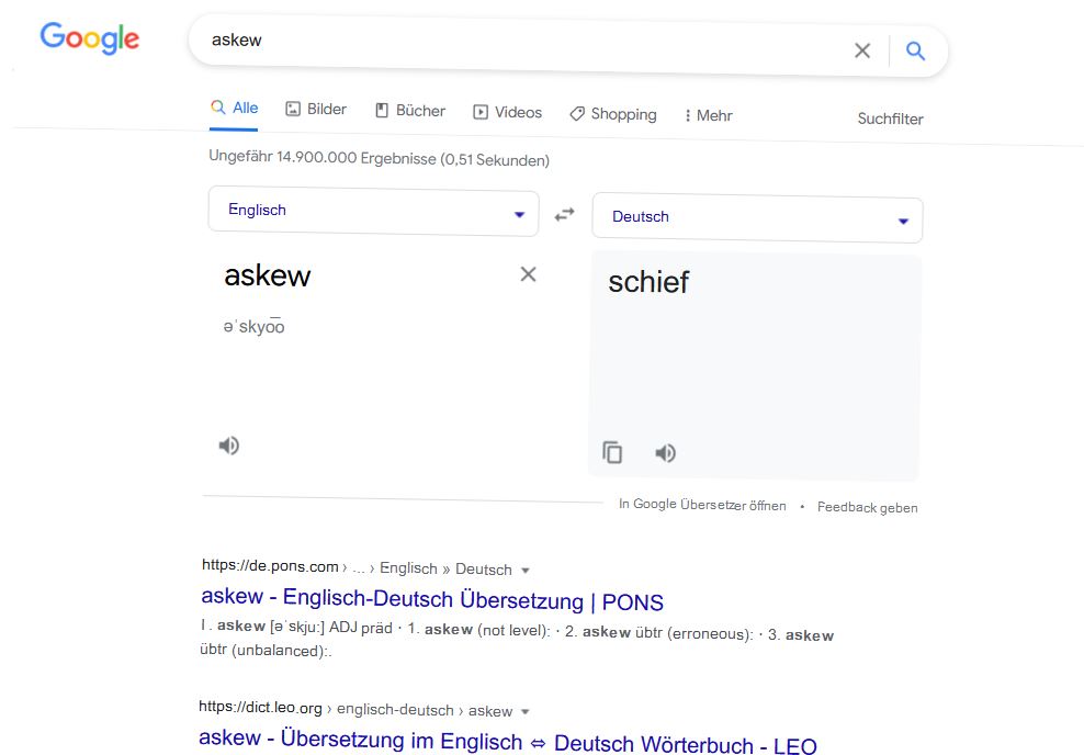 Ein Ausschnitt auf dem Google Easter Egg Askew ist zu sehen.