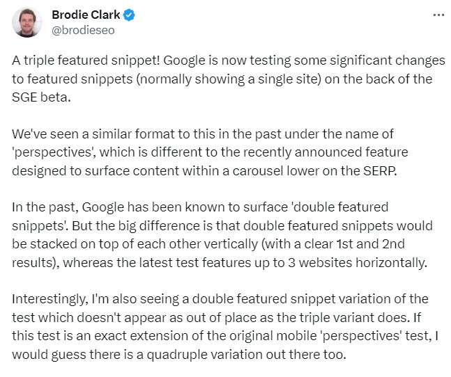 Screenshot Triple Featured Snippet