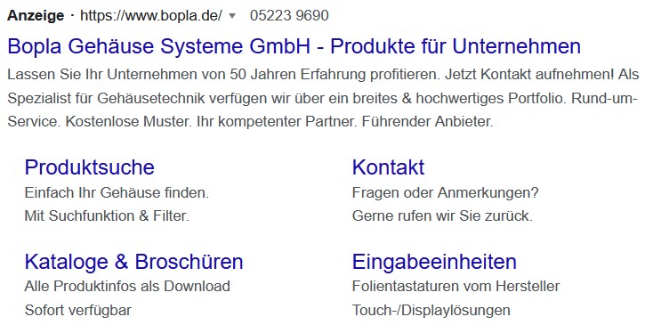 SERPS Google Ads Anzeige Screenshot eines Auszugs einer Google Ads Anzeige in den SERPs